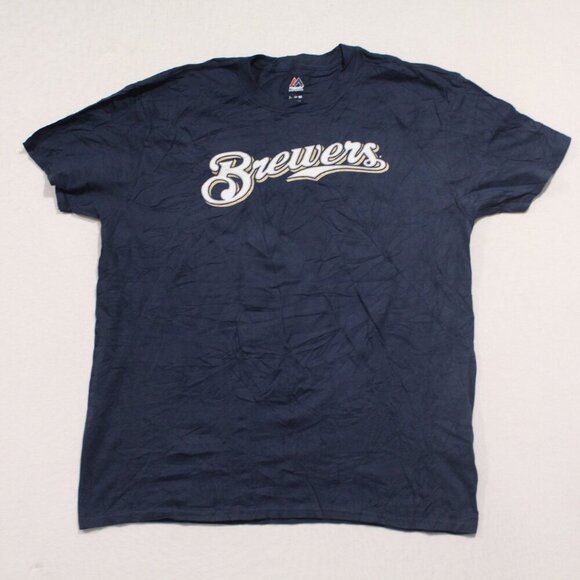 Majestic Men Blue Milwuakee Brewers Tee Shirt Cain 6 Size XL - Picture 1 of 10